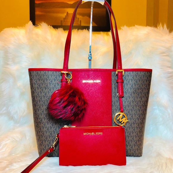 Michael Kors Handbags - 3PCS Michael Kors Center Stripe Tote Wallet Charms